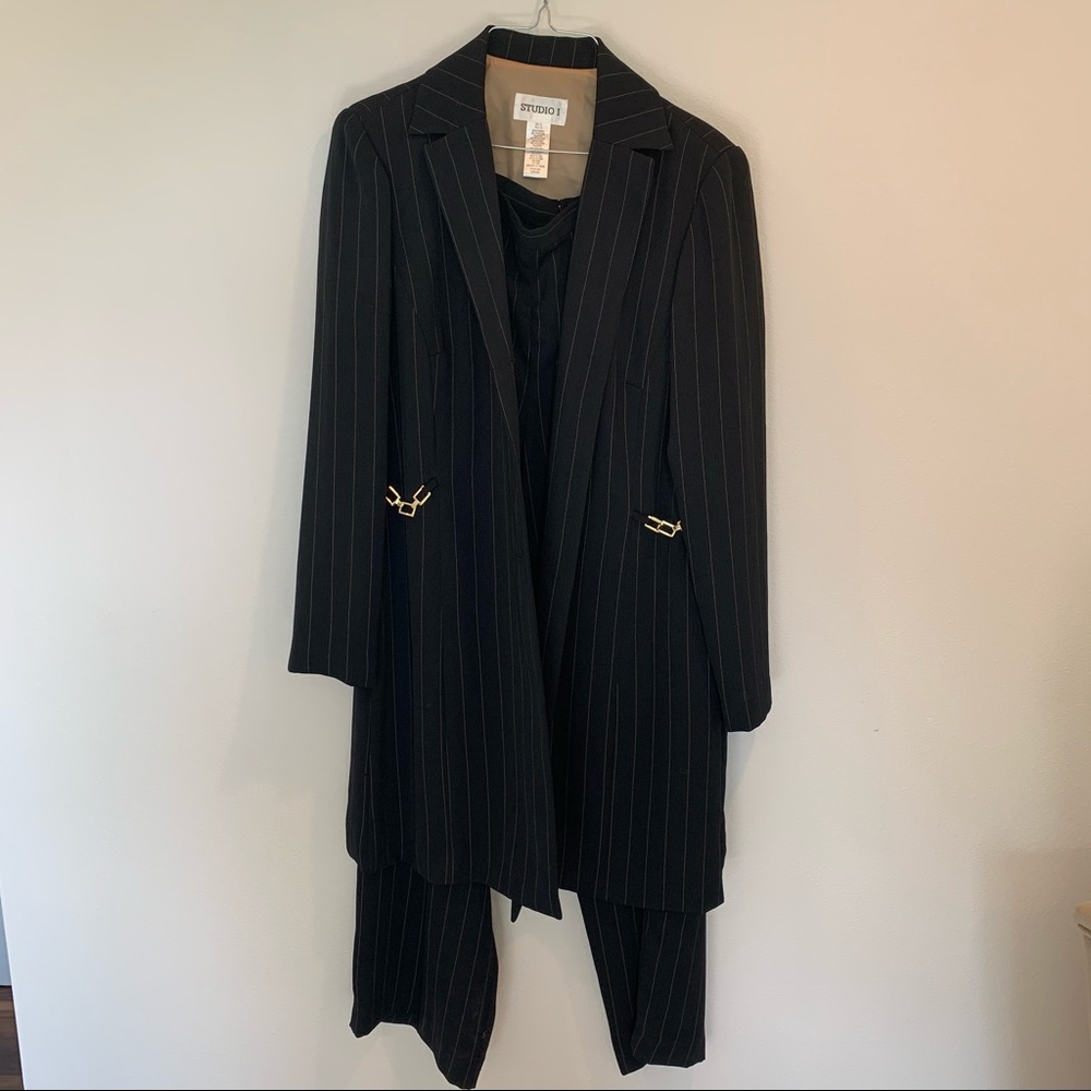 Pin stripe two piece set, long line blazer